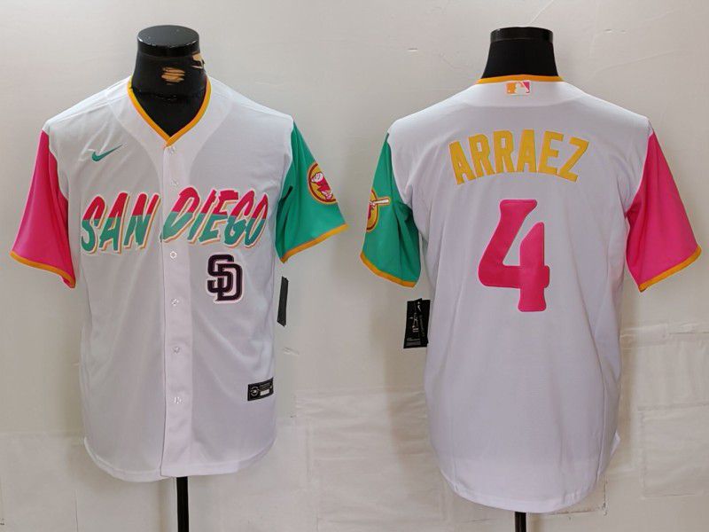 Men San Diego Padres #4 Arraez White City Edition Game Nike 2024 MLB Jersey style 2->san diego padres->MLB Jersey
